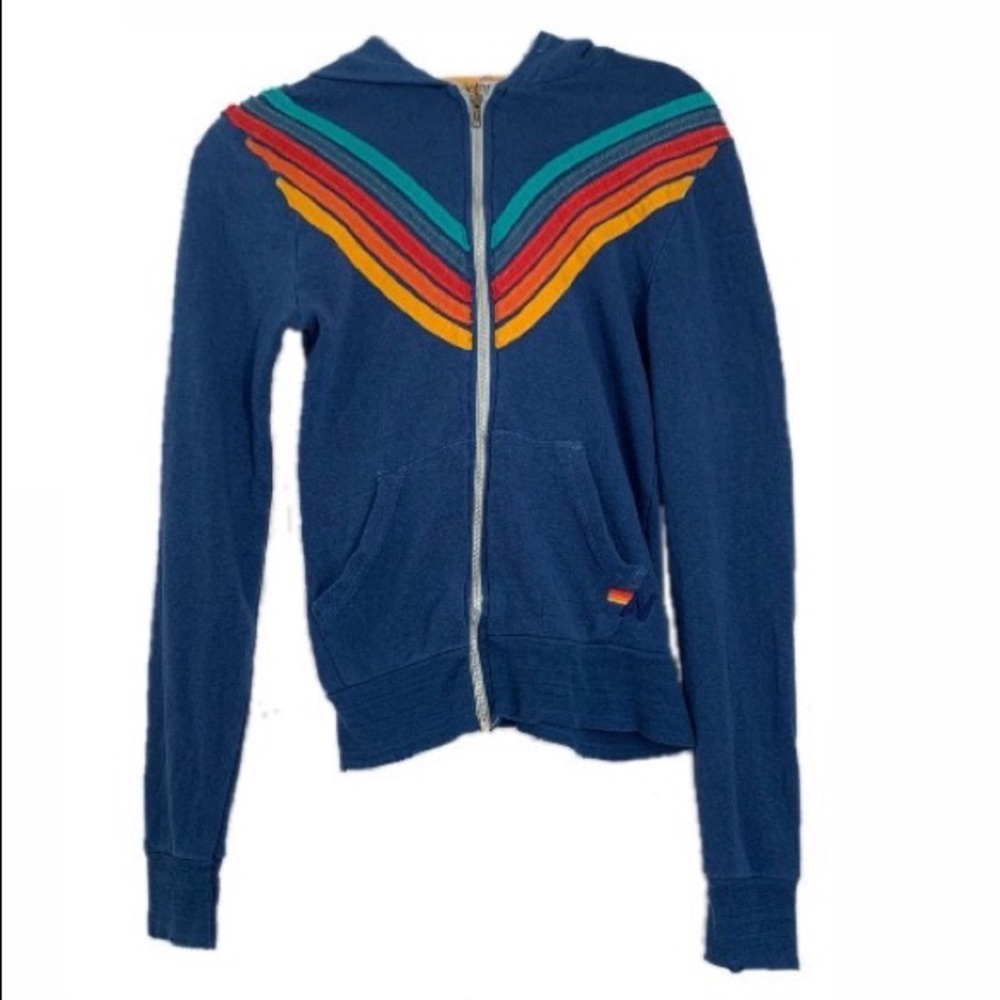Aviator Nation Blue Zip Up Hoodie